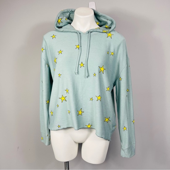 Chaser Star Print Hoodie Pullover Sweatshirt L Cozy Fleece Knit Lounge Revolve - Picture 10 of 14